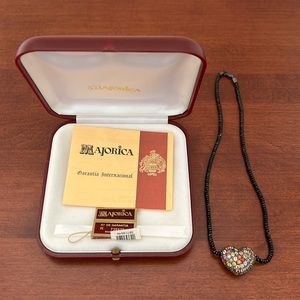 16” Majorica Necklace with heart charm.